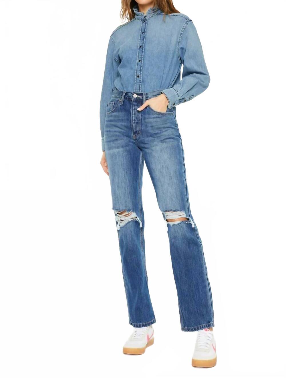 NEW KANCAN dixon ultra high rise 90's boyfriend jeans in medium blue